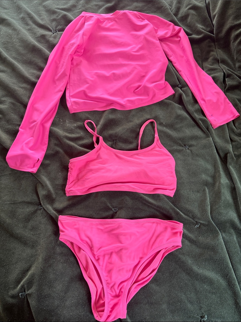 GAP Bright Pink 3-Piece Girls Swim Set - Rash Guard, Tank Top & Bottoms